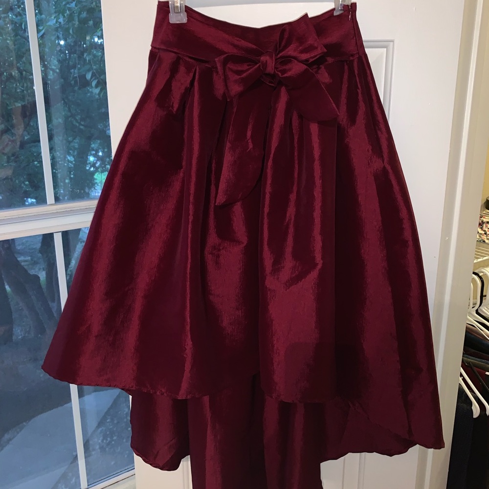 Red Silk Skirt - Size XL